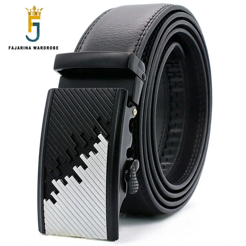 FAJARINA Unique Patchwork Automatic Buckle Quality Cowhide Leather Belts for Men Casual Styles Genuine Belts 35mm Width N17FJ576