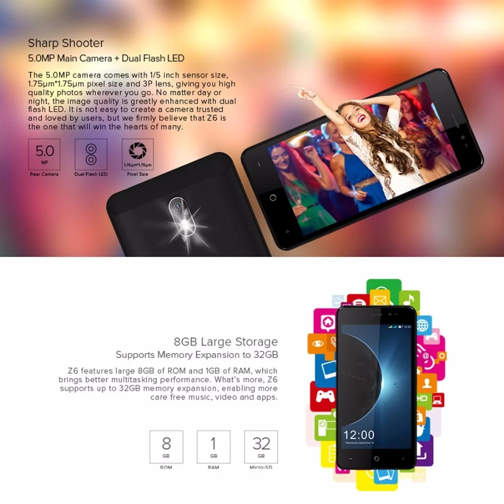 2017 оригинальные leagoo Z6 мобильный телефон 4 97 &quotMT6580M ядра 1. 3g Гц 1 ГБ Оперативная