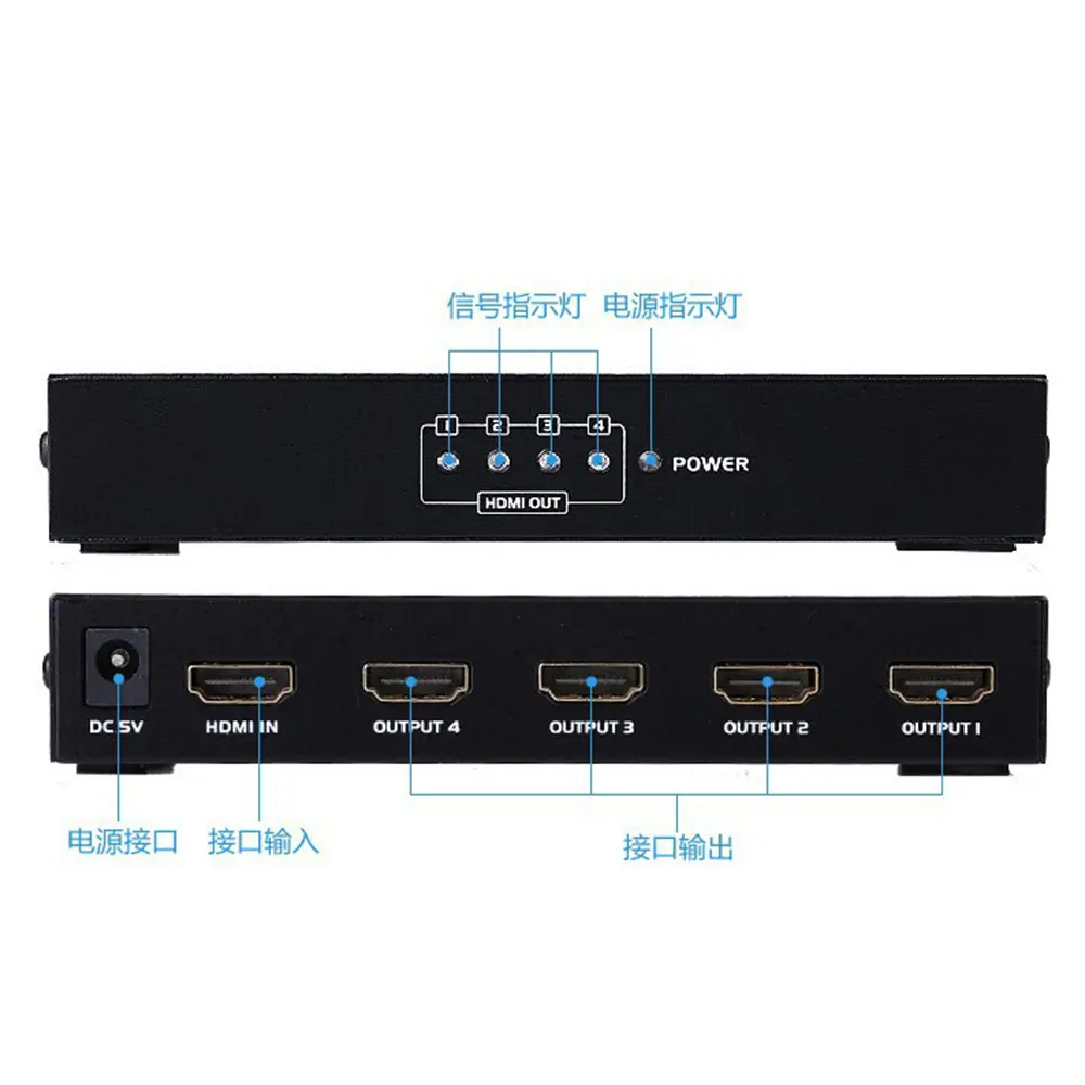 Hdcp Eletryc 1*4 Портов Hdmi Splitter Версии 1.4b Metal Box for Full Hd 1080 P Mt-sp114 (один Вход на 4 Выхода) |