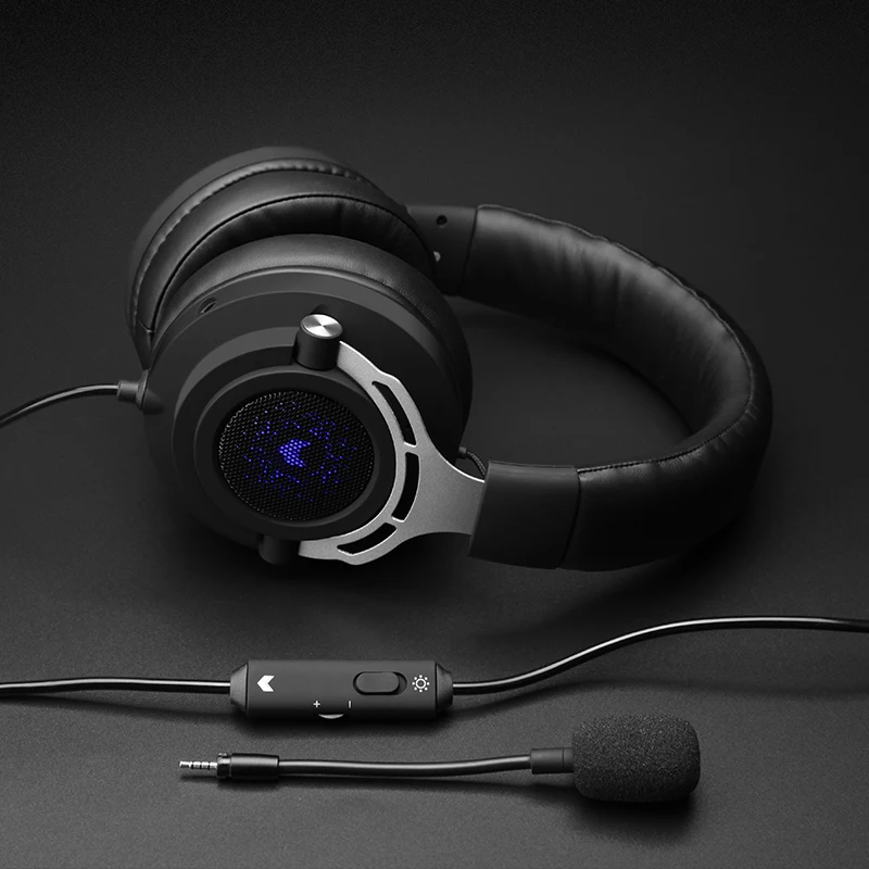 Rapoo VH150 игровая гарнитура с подсветкой Проводная E sports черная линия управления все