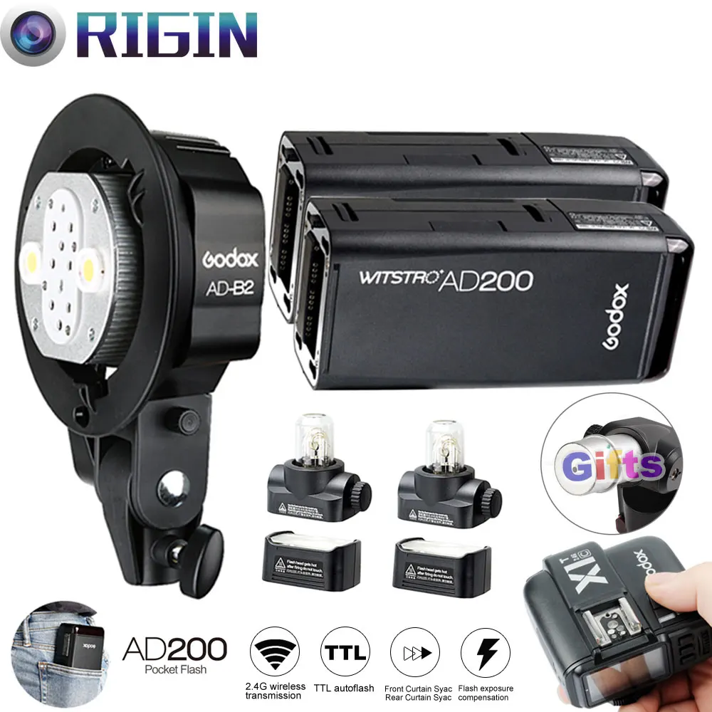 Godox карманная наружная вспышка 2 шт. AD200 4G Беспроводная 200WS TTL HSS 1/8000s синхронизация +