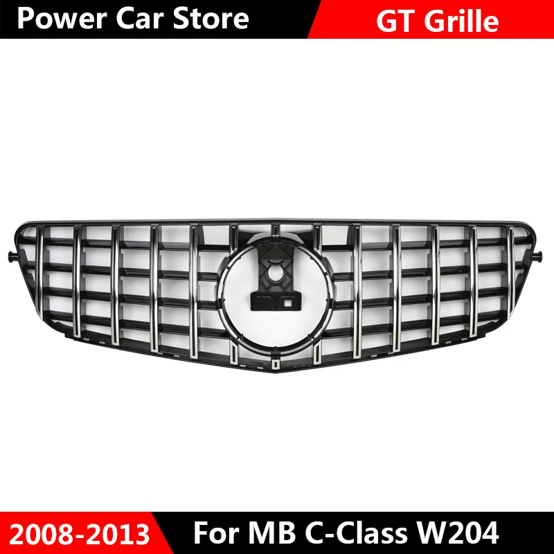 Chrome Silver Стиль W204 GT GTR решетка для Mercedes W204 C Класс передний бампер гоночная решетка C180 C200 C250 C300 модный вид 2008 - Цвет: Chrome Silver