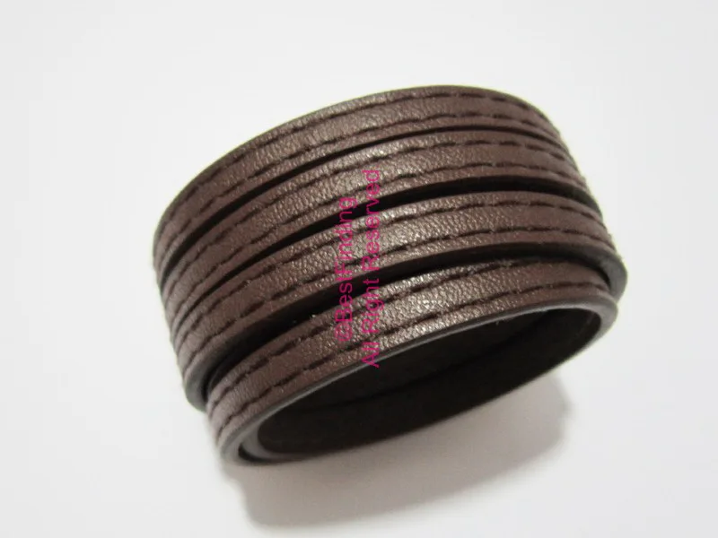 

6x2mm Brown stitched flat leather cord 6mm leather cord