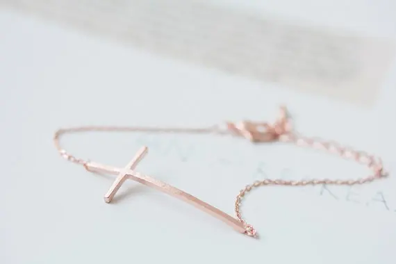 Длинный религиозный выпуклый крест-золотистый/серебристый/розовое золото 3