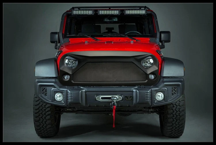 Черная передняя решетка гриль с сетчатой вставкой для 2007 2017 Wrangler JK|Гоночные