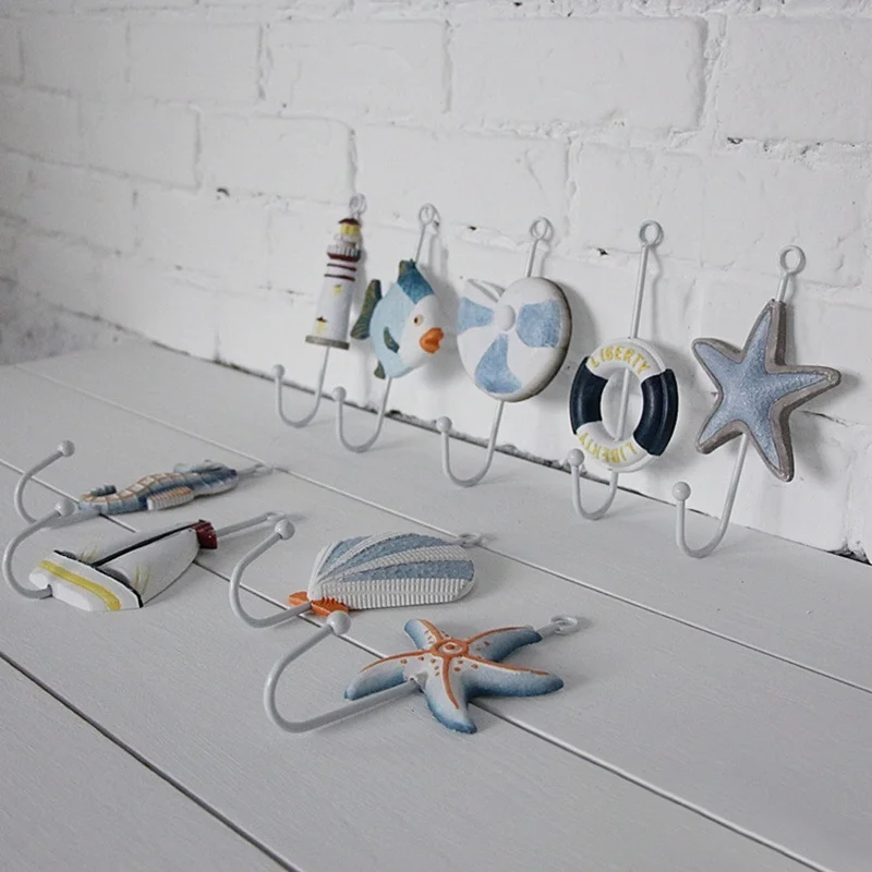 Железные настенные крючки в средиземноморском стиле полка для хранения морской