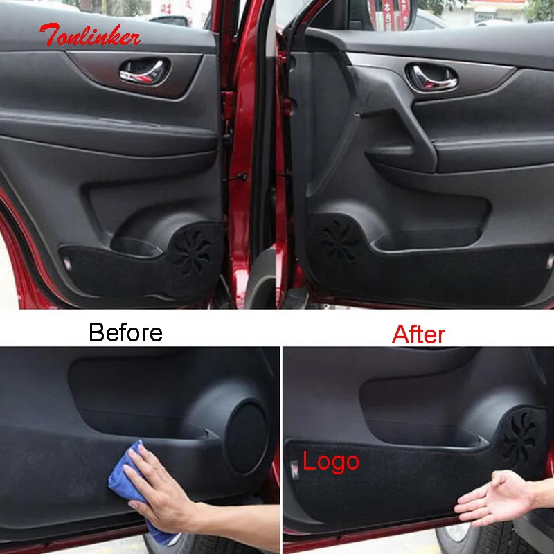 

Tonlinker Car Door Anti-dirty pad Cover Case Stickers for Nissan X-Trail 2014-17 Car Styling 4 PCS Polyester Cover stickers