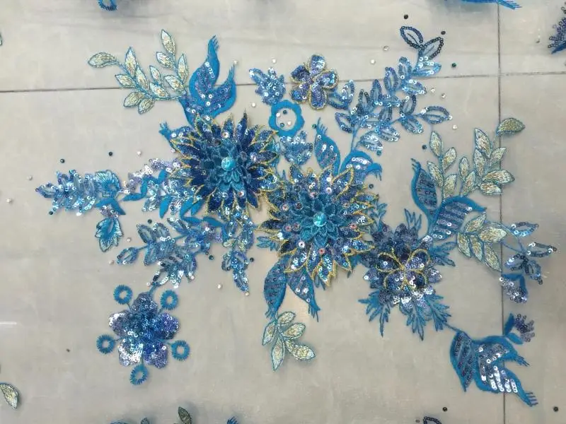 Кружевная ткань с бусинами синяя/светло зеленая/Розовая/красная/золотая