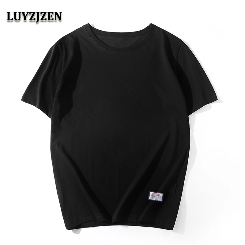 LUYZJZEN летняя футболка Мужская хлопковая с круглым вырезом и коротким рукавом