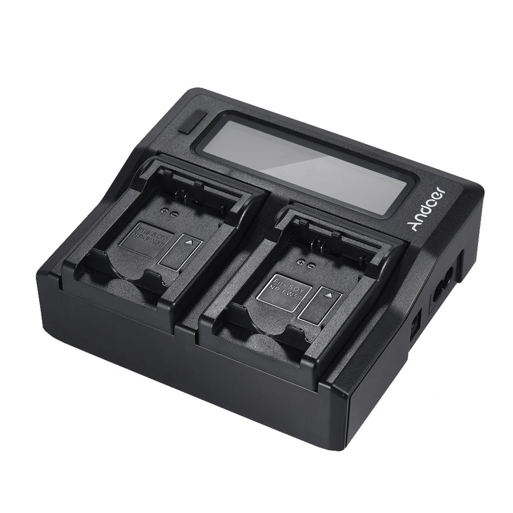 Andoer NP-F970 Двухканальное зарядное устройство для цифровой камеры с ЖК-дисплеем Sony