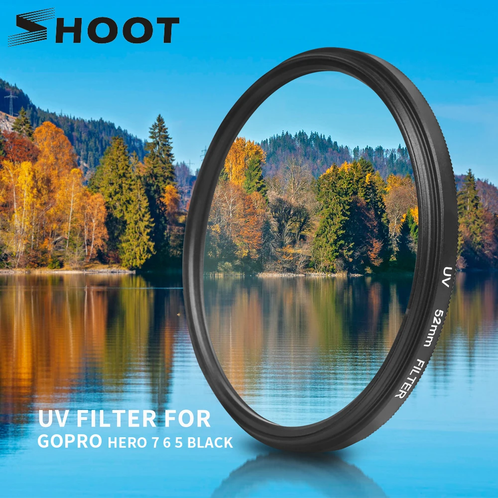 

SHOOT Professional 52mm UV Filter for GoPro Hero 7 5 6 Black Action Camera with Lens Cover Mount For Go Pro 7 Camera Accessory