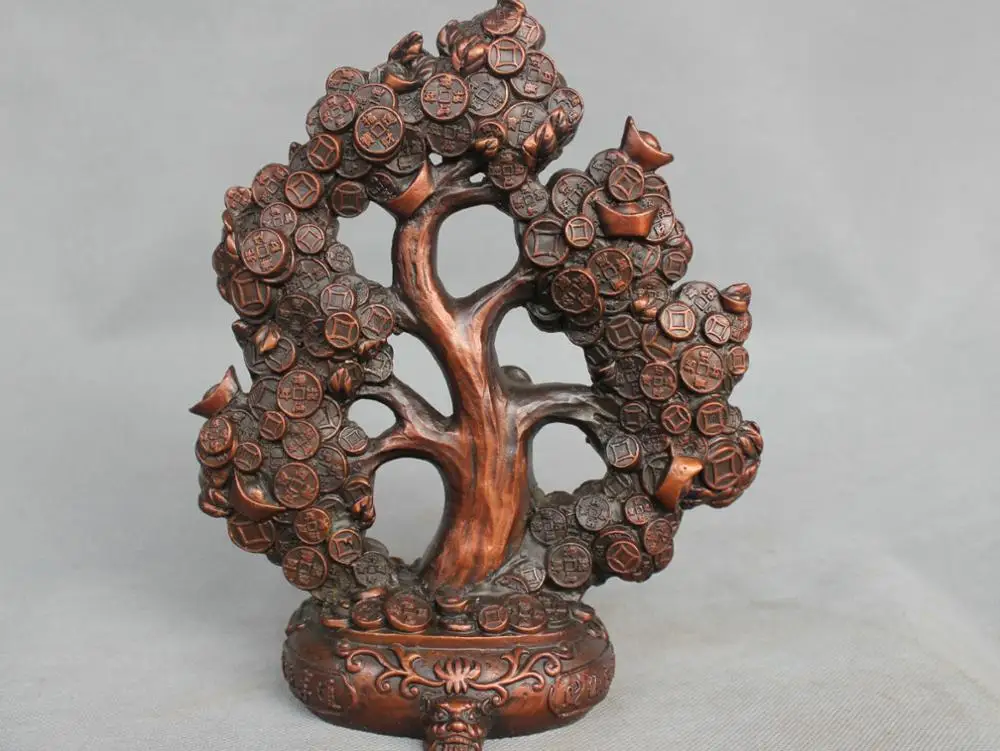 Zmrui 10 ''Китайский Фэншуй Бронзовая Монета Yuanbao Слиток Статуя дарующая