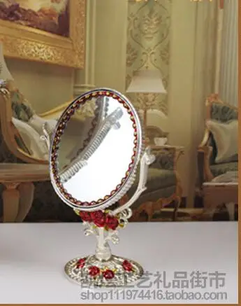 red flower small 1:2 увеличительное винтажное двухстороннее настольное Ретро металлическое косметическое зеркало для макияжа большое 332C - Цвет: red flower small