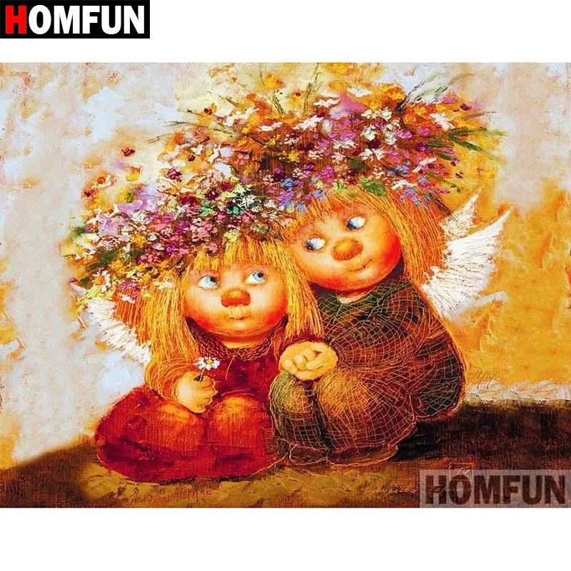

HOMFUN Full Square/Round Drill 5D DIY Diamond Painting "Angel girl" Embroidery Cross Stitch 5D Home Decor Gift A07330