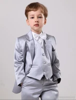 elegant silver satin wedding ring bearer suits boys formal occasion wedding suitskid two button tuxedosboys dress
