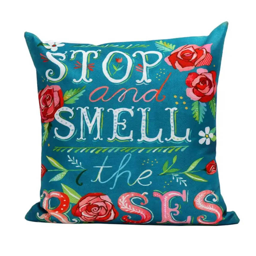 Ouneed 2018 простой Стиль цветок буквы-подушки диван талии Бросок Чехлы Home Decor 45*45 см |