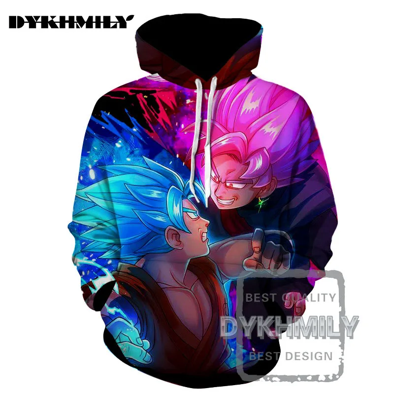 Dykhmily 2017 новая мода Bragon Ball Z аниме хип хоп мужская толстовка с капюшоном 3d принт