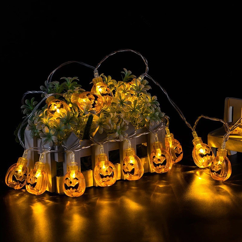 

10 LED Hanging Halloween Decor String Lights Lanterns Pumpkins Ghost Spider Skull Lamp For DIY Home Outdoor Party Supplies