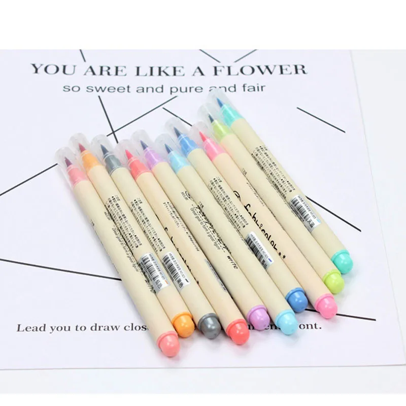 10 шт./компл. женский тканевый фломастер для письма цветные каллиграфические