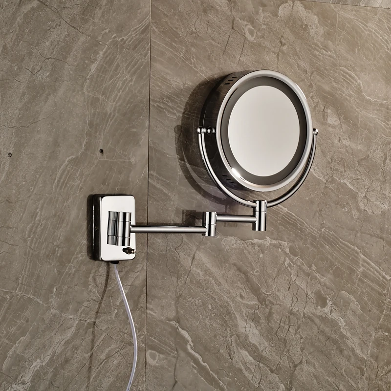 Роскошное хромированное Латунное косметическое зеркало для ванной комнаты лупа