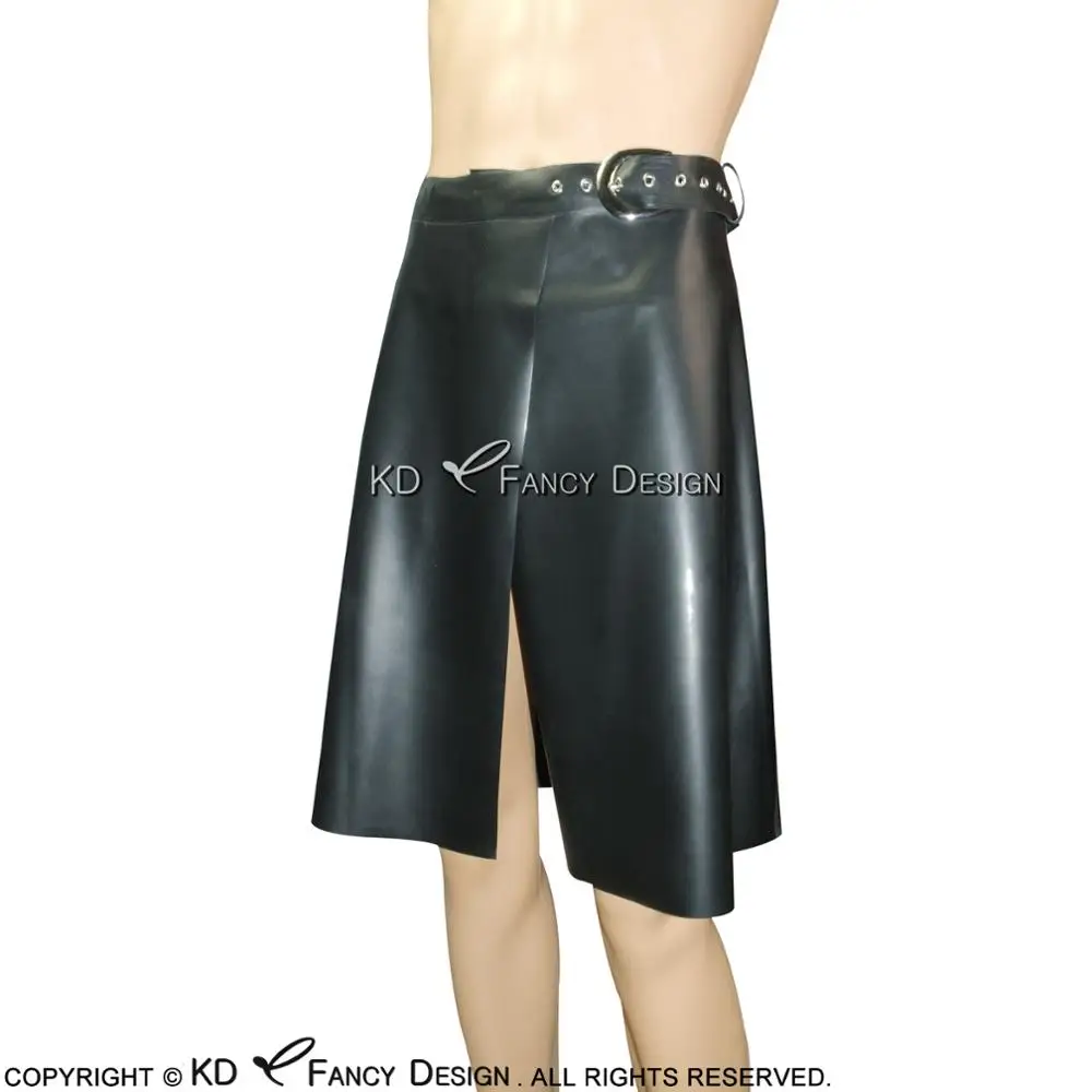 Черные сексуальные латексные юбки Kilt с ремнями короткая резиновая стандартная
