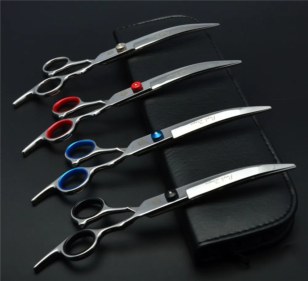

7 inch 19.5cm 62HRC Professional Dogs Cats Pets Hair Shears Hairdressing Scissors Cutting Shears Bent Down Curved Scissors Z4001