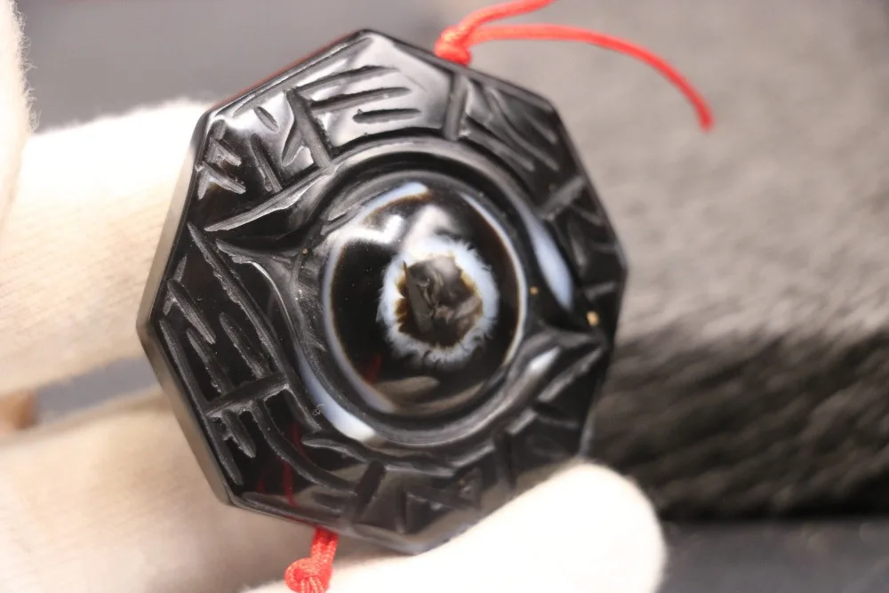 Тибетский оникс Yin Yang Bagua кулон с драгоценным камнем резьба по сокровищам LKbrother