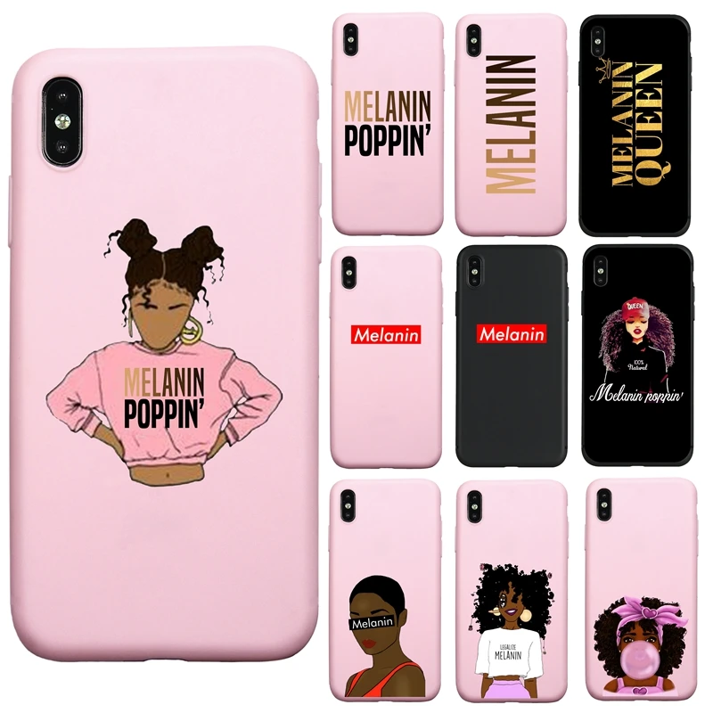 Мягкий силиконовый чехол 2bunz Melanin Poppin Aba для iPhone 11 Pro Max XR X XS 6 6s 7 8 plus черный девочек