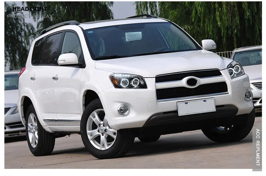2 шт. светодиодный фары для Toyota RAV4 2009-2013 светодиодный Автомобильные фары ангельские глазки комплект ксеноновых фар, Высокопрочная конструкция протовотуманная подсветка Габаритные огни