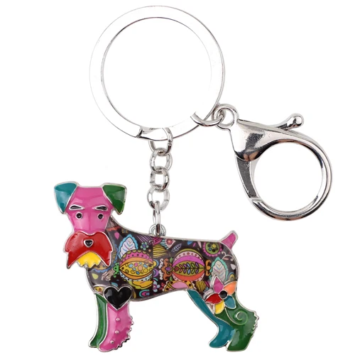 Multicolor Bonsny, эмаль, шнауцер, собачий терьер, брелок, брелок, ювелирное изделие для женщин, сумка, шарм, автомобильный брелок, подвеска,, новинка, брелок - Цвет: Multicolor