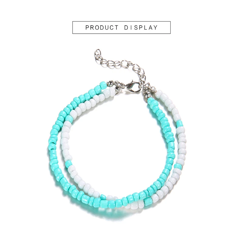 Новый темперамент синий модный ретро браслет на ногу Дамский бисерный Богемский