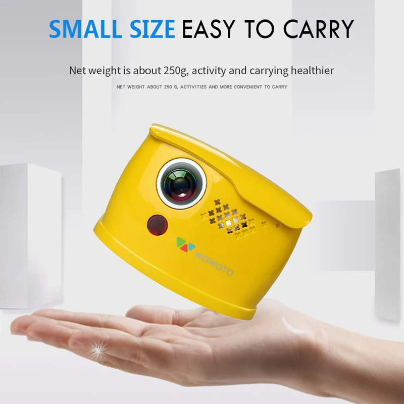WOWOTO мини желтый проектор ручная фокусировка 854*480 Разрешение Wi Fi Bluetooth