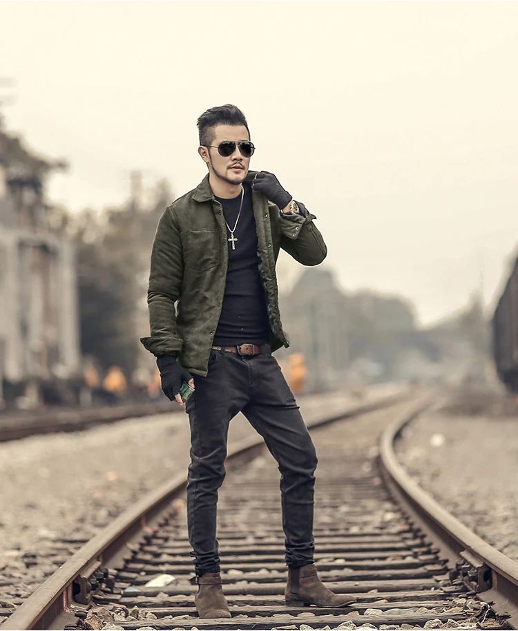 Для мужчин осень модный бренд Slim Fit с длинным рукавом пальто Для мужчин плед хлопок Повседневное теплая верхняя одежда Европейский стиль наивысшего качества пальто F2132