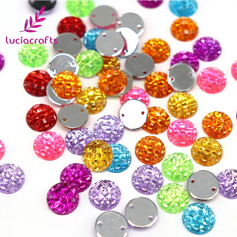 Lucia crafts 50 шт./лот круглые пришивные камни акриловые стразы с плоской обратной