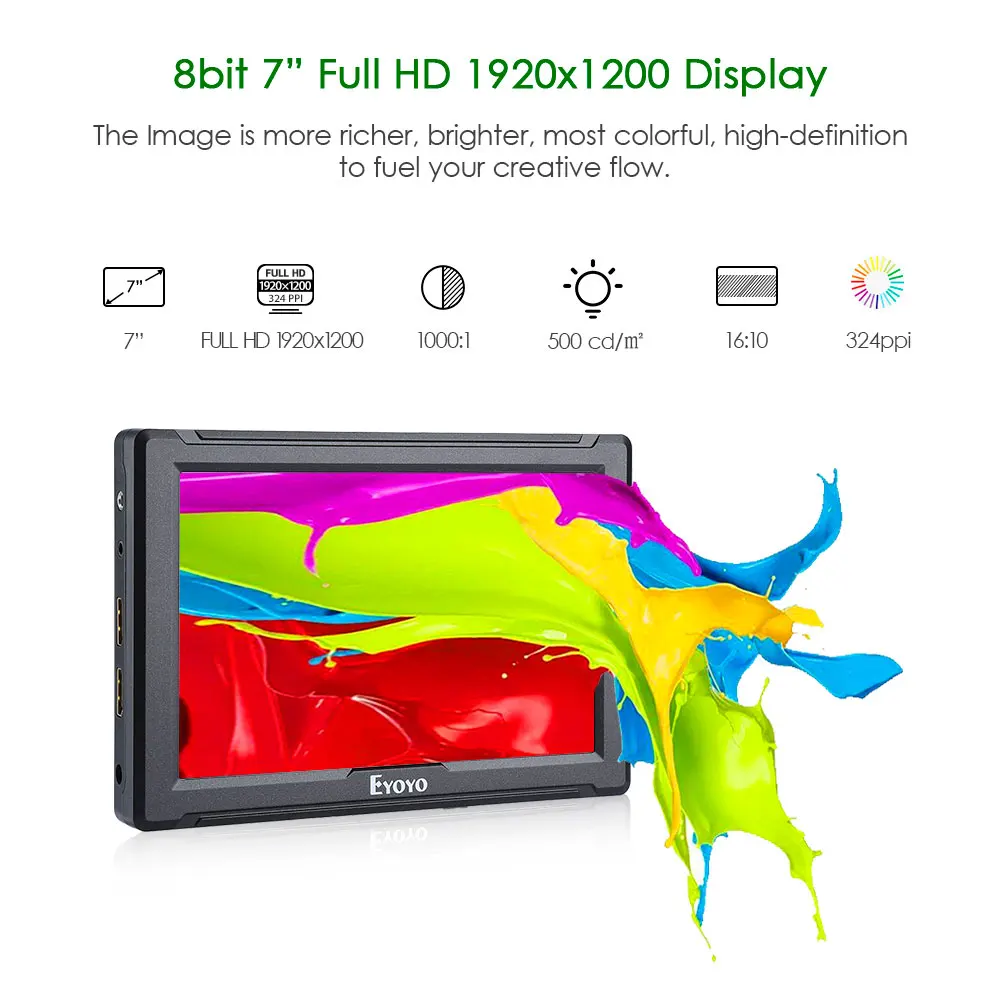 E7S 7 &quotдюймовый монитор 4 k dslr на поле камеры DSLR небольшой Full HD 1920x1080 ips видео HDMI для