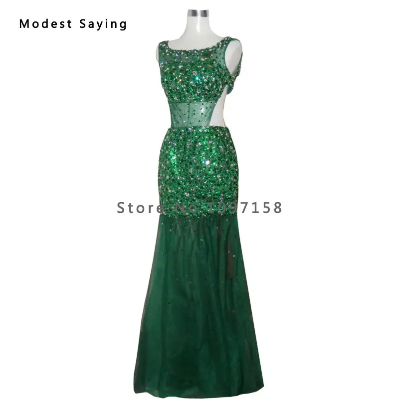 Сексуальное прозрачное зеленое вечернее платье Русалочки с открытой спиной