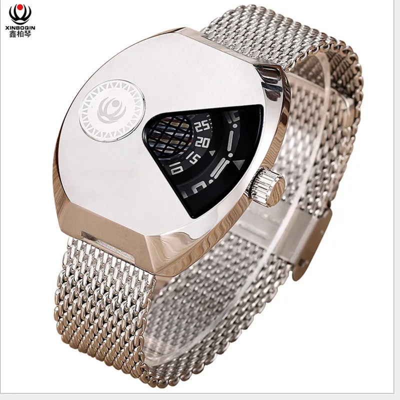 Mesh Black Glass Модные крутые мужские полностью черные часы, персонализированные новые кварцевые часы без постеров, кварцевые часы из сплава, наручные часы Tonneau Montre - Цвет: Mesh Black Glass