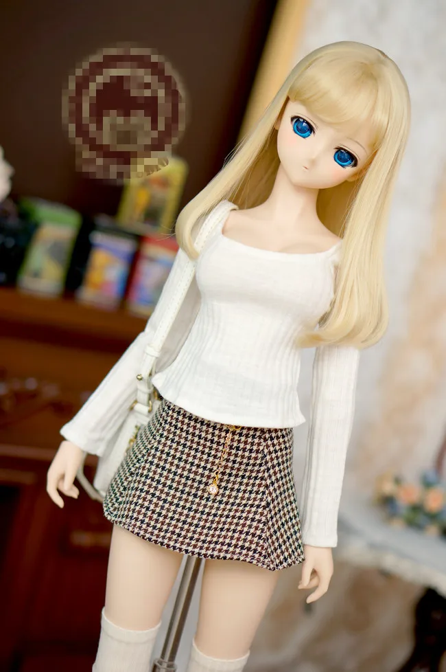 Милый свитер с круглым воротником+ клетчатая юбка для куклы BJD 1/4 MSD 1/3 SD16 для DD кукольная одежда CWB100