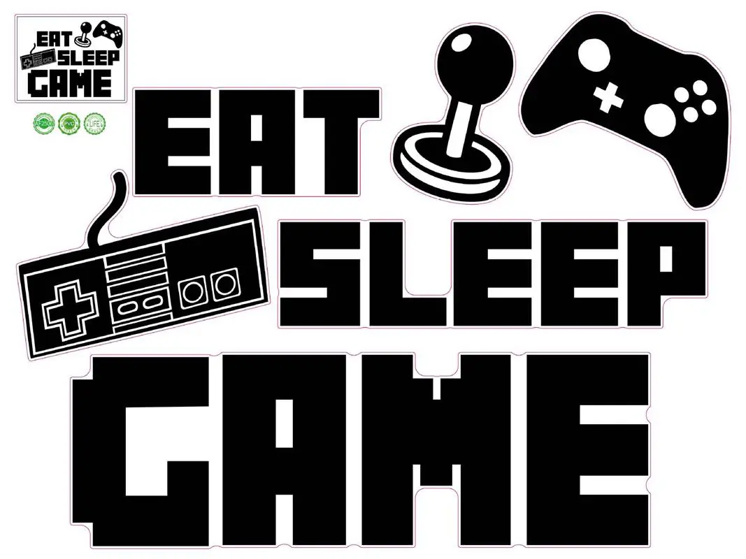 

Eat Sleep Game Decal Gaming Vinyl Sticker Keyboard Joystick Gamepad Gamer Wall Art Design Teen Room Gaming Room Wall Sticker