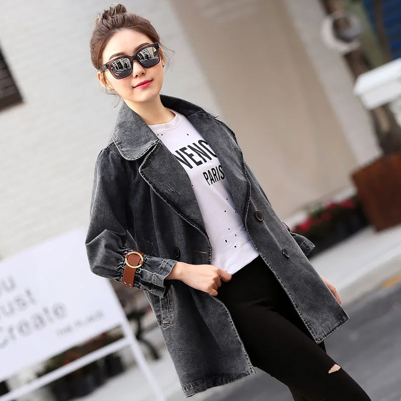 Лидер продаж 2017 весна-осень новый женский джинсовый топ двубортные Базовые