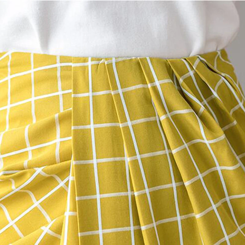 Винтажные длинные юбки в клетку Женская юбка нестандартной длины лето 2019