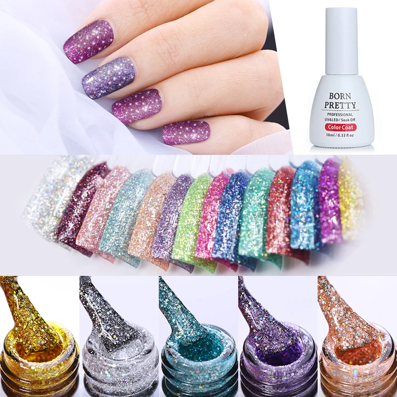 BORN PRETTY Platinum Звездный гель для ногтей 10 мл Bling Soak Off Маникюр УФ Гель-лак блеск супер блестящий Гель-лак для нейл-арта