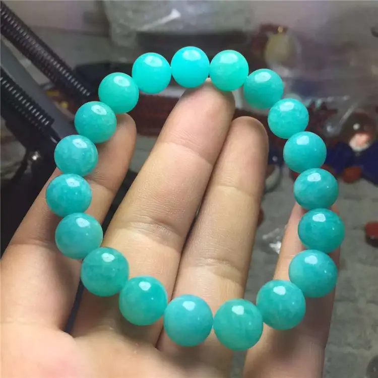 

Natural Green Amazonite Mozambique Gems Round Beads Bracelet 10mm AAAA