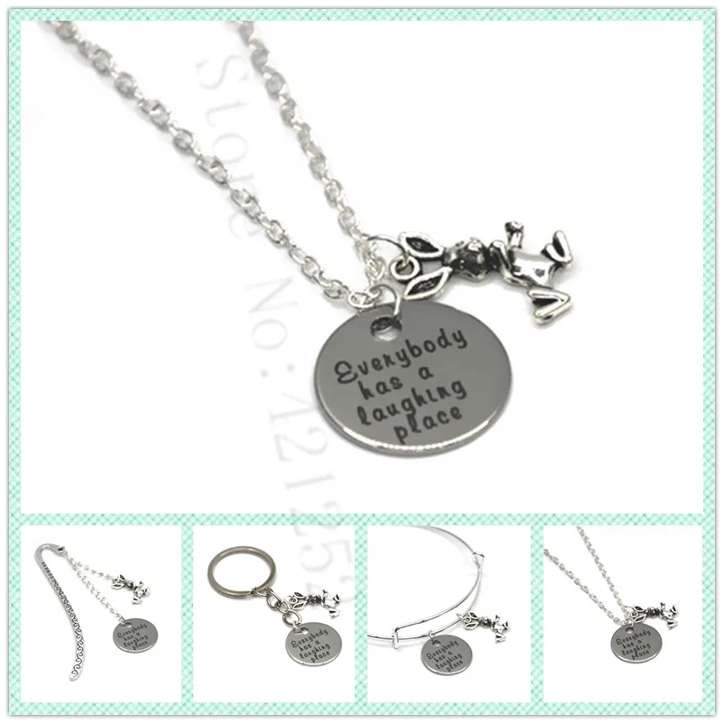 

12pcs/lot Everybody has a laughing place necklace bracelet keyring bookmark Whimsy rabbit fashion necklace
