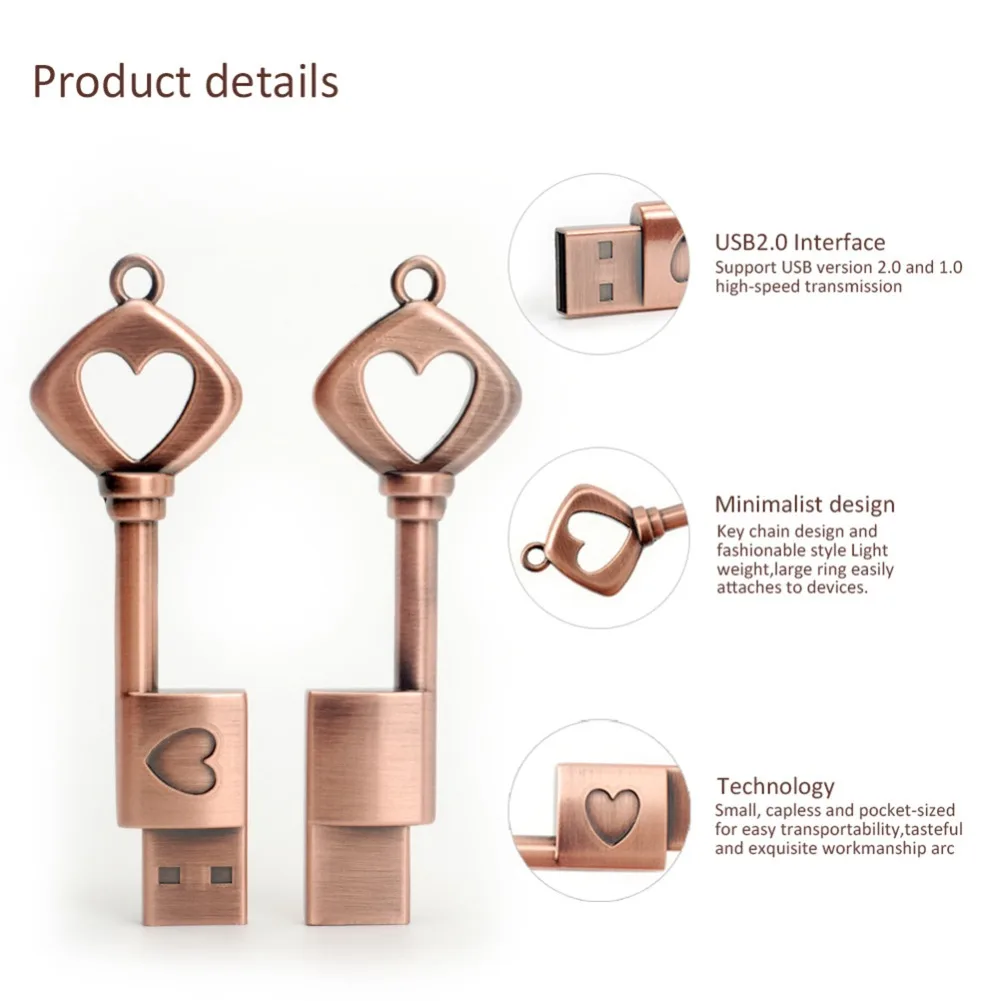 Металлический USB флеш-накопитель Love Key на День Святого Валентина/День матери/День