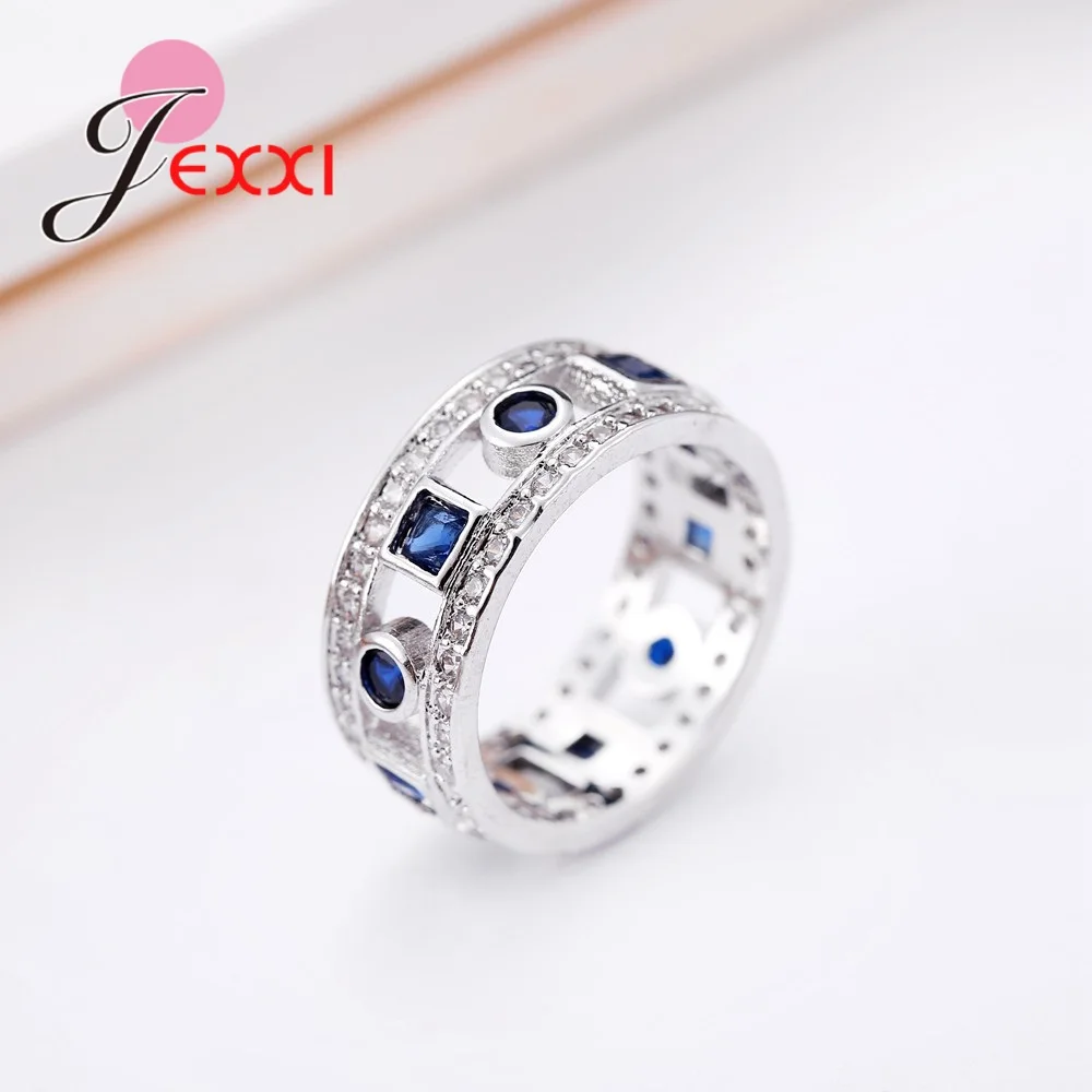 

Christmas High Quality Fashion Shiny Clear Crystal Hollow Out 925 Sterling Silver Rings For Women Casual Style
