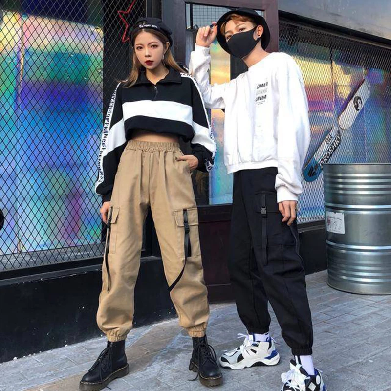 

Mens Pockets Cargo Harem Pants Womens 2021 Casual Joggers Baggy Tactical Trousers Harajuku Streetwear Hip Hop Fashion Swag Mens