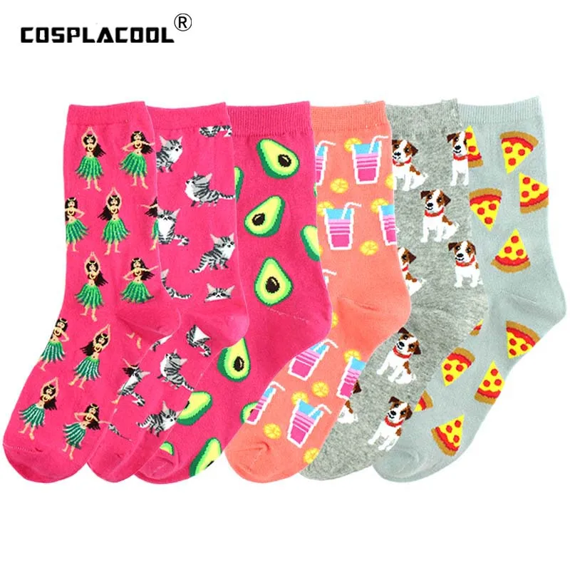 Женские забавные носки cospacool в стиле Харадзюку авокадо с изображением