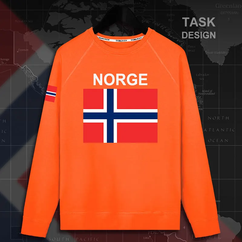 Norway Norge NOR Nordmann NO мужские толстовки с капюшоном, пуловеры, мужские толстовки, тонкая новая уличная одежда в стиле хип-хоп, новинка 02 - Цвет: roundneck-orange