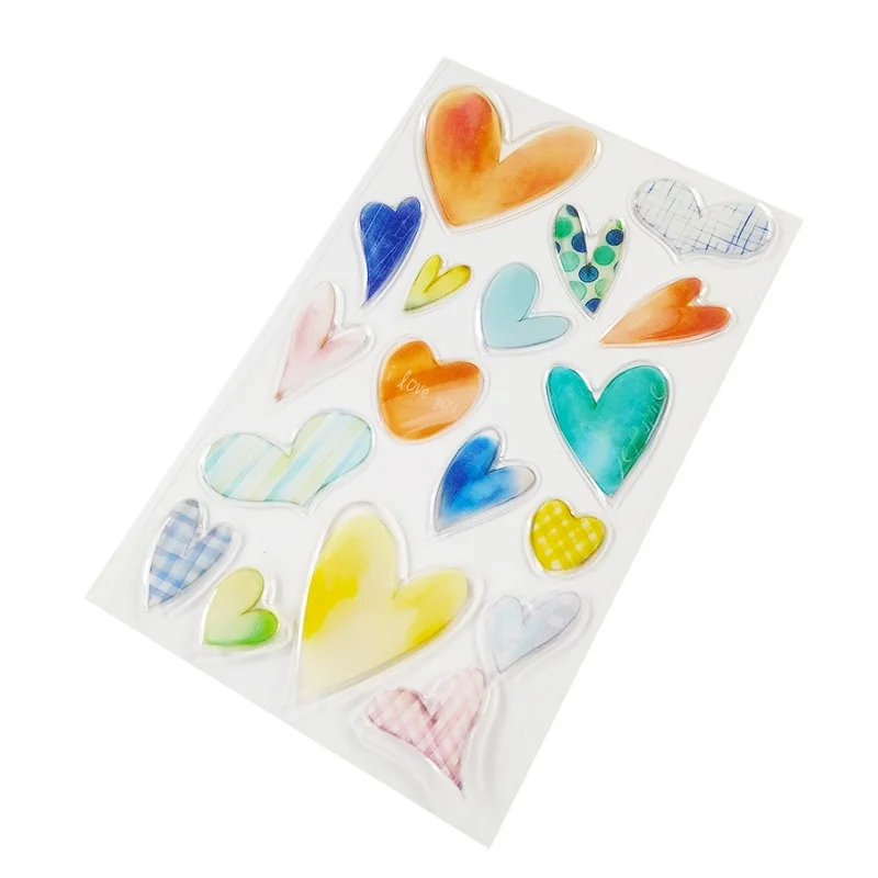 1 упак./лот красочный в форме сердца милые наклейки телефон ноутбук 3D мультфильм